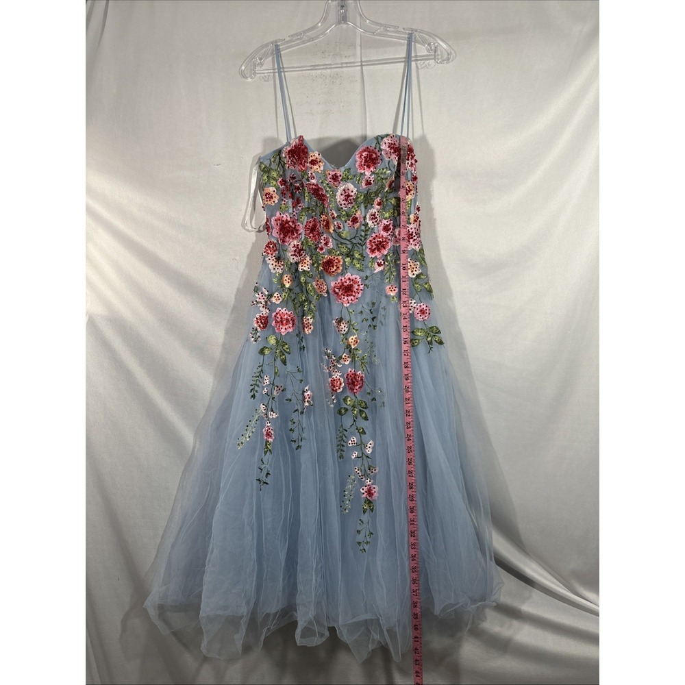 NWT MAC DUGGAL [‎ 10 ] 20651 Bustier Embroidered Floral A-Line Dress Blue J1803 - Picture 7 of 16